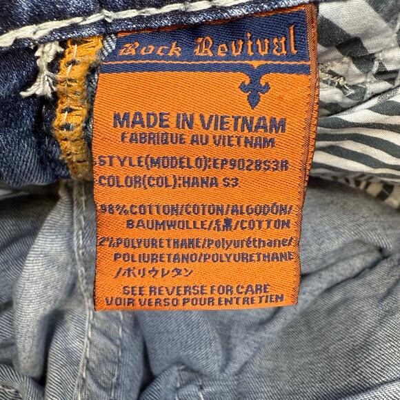 Rock Revival Jeans Women's 27 (4) Blue Hana Skinny Embellished Preppy Western - Picture 10 of 16